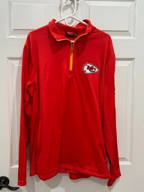 Kansas City Chiefs Dunbrooke Quarter Zip Pullover Red Gold Sleeve Pocket XL